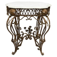 Wrought iron with marble top side or center table, 19th Century