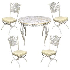 Fer forgé Woodard Andalusian Patio Sunroom Dining Set Table Four Chairs