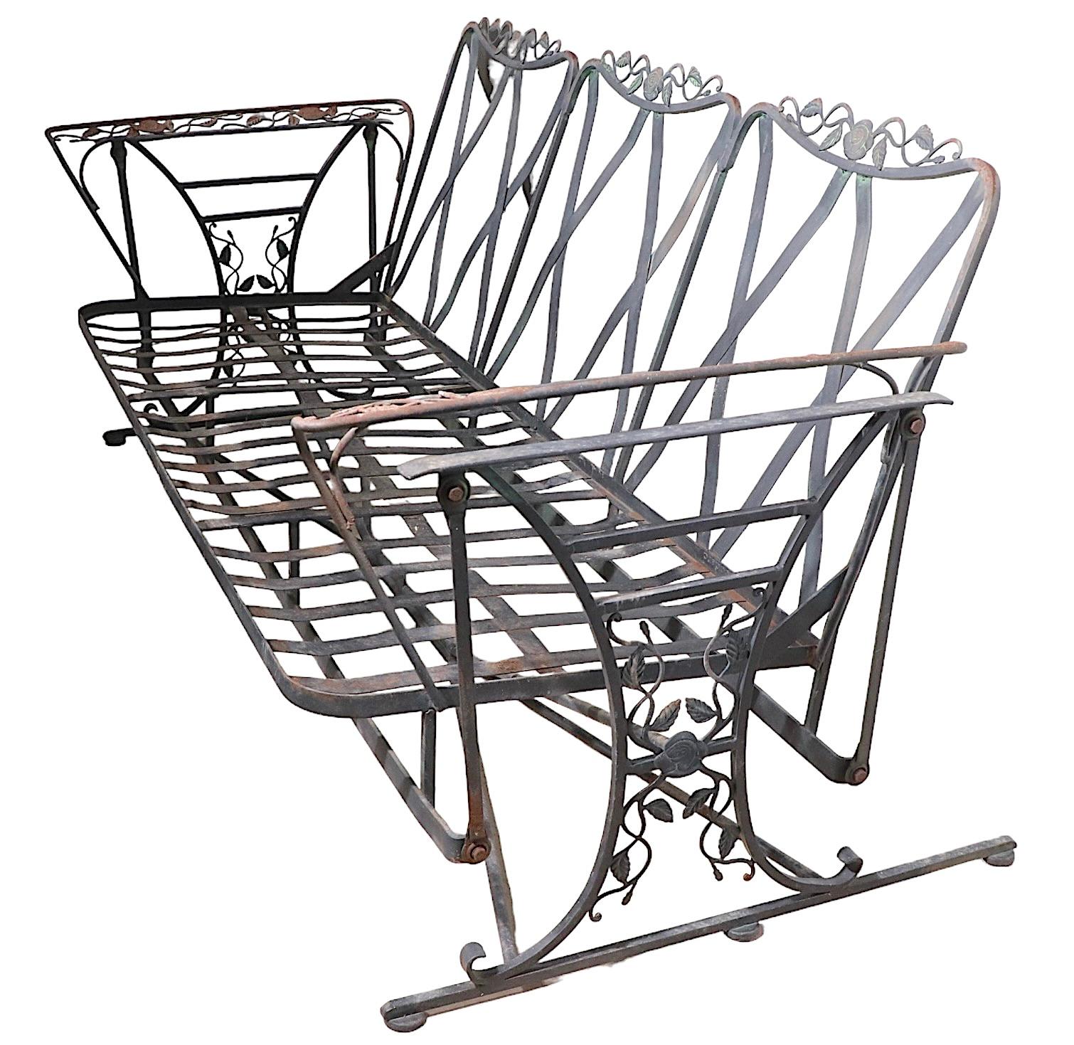 Wrought Iron Woodard Chantilly Rose Garden Patio Poolside  Glider  For Sale 1