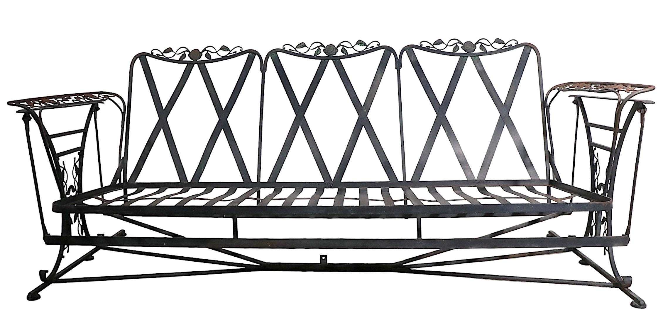Wrought Iron Woodard Chantilly Rose Garden Patio Poolside  Glider  For Sale 8