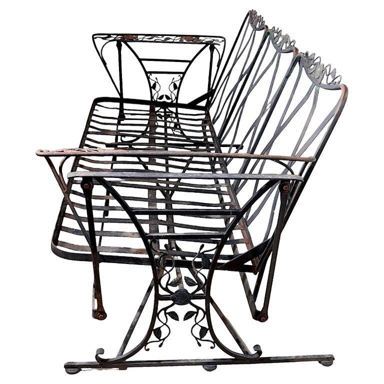 Wrought Iron Woodard Chantilly Rose Garden Patio Poolside Glider For Sale at 1stDibs