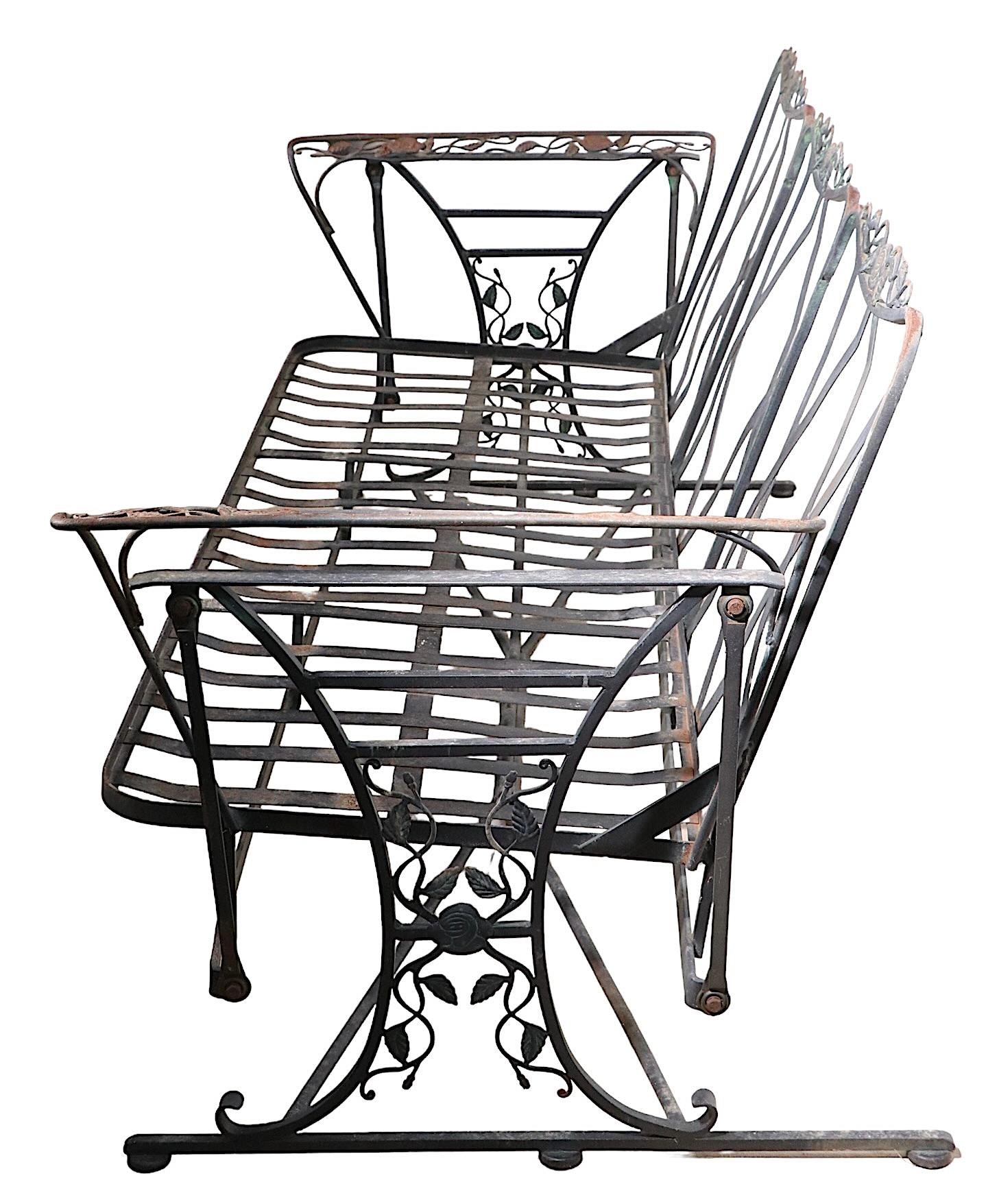 Wrought Iron Woodard Chantilly Rose Garden Patio Poolside  Glider  In Good Condition For Sale In New York, NY