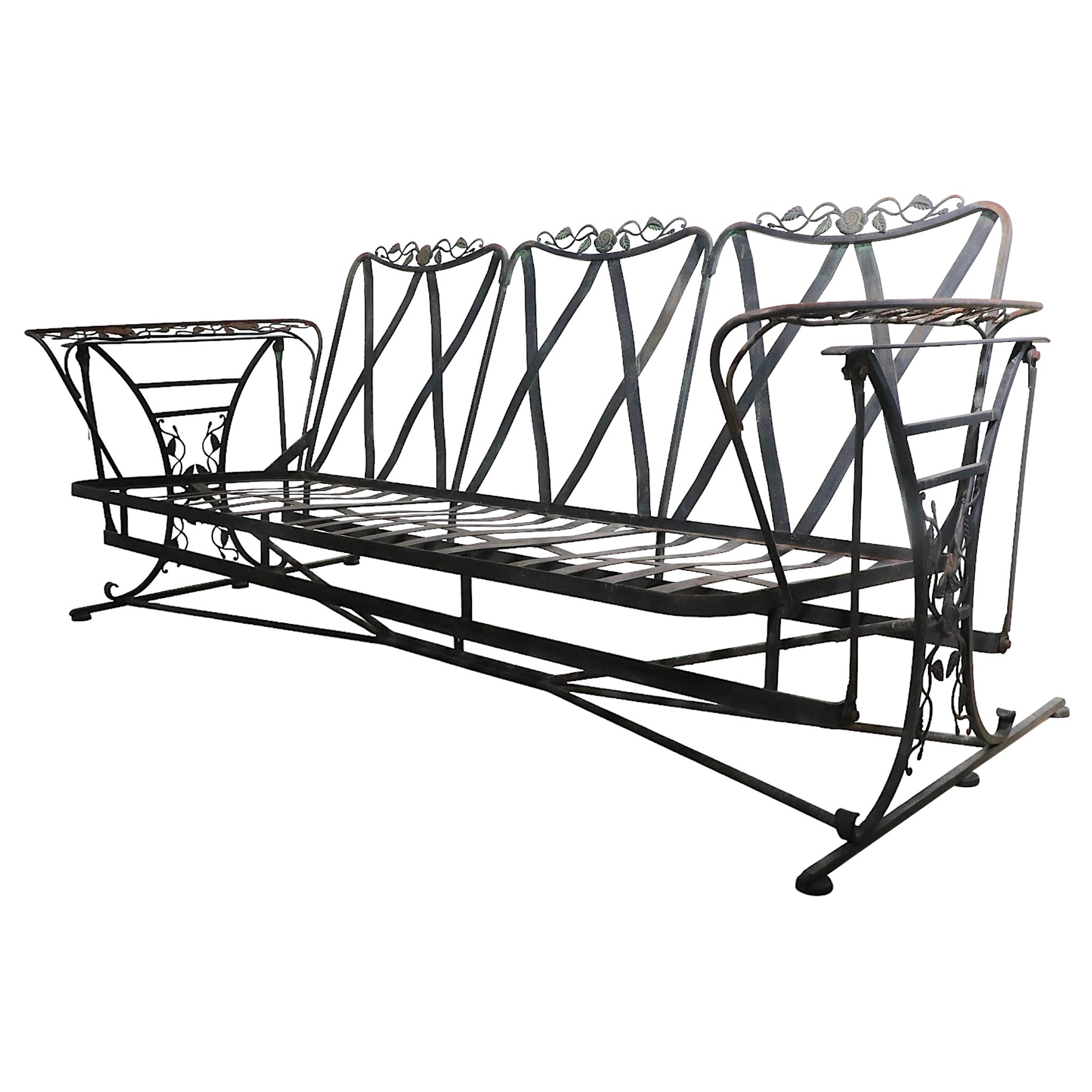Wrought Iron Woodard Chantilly Rose Garden Patio Poolside  Glider
