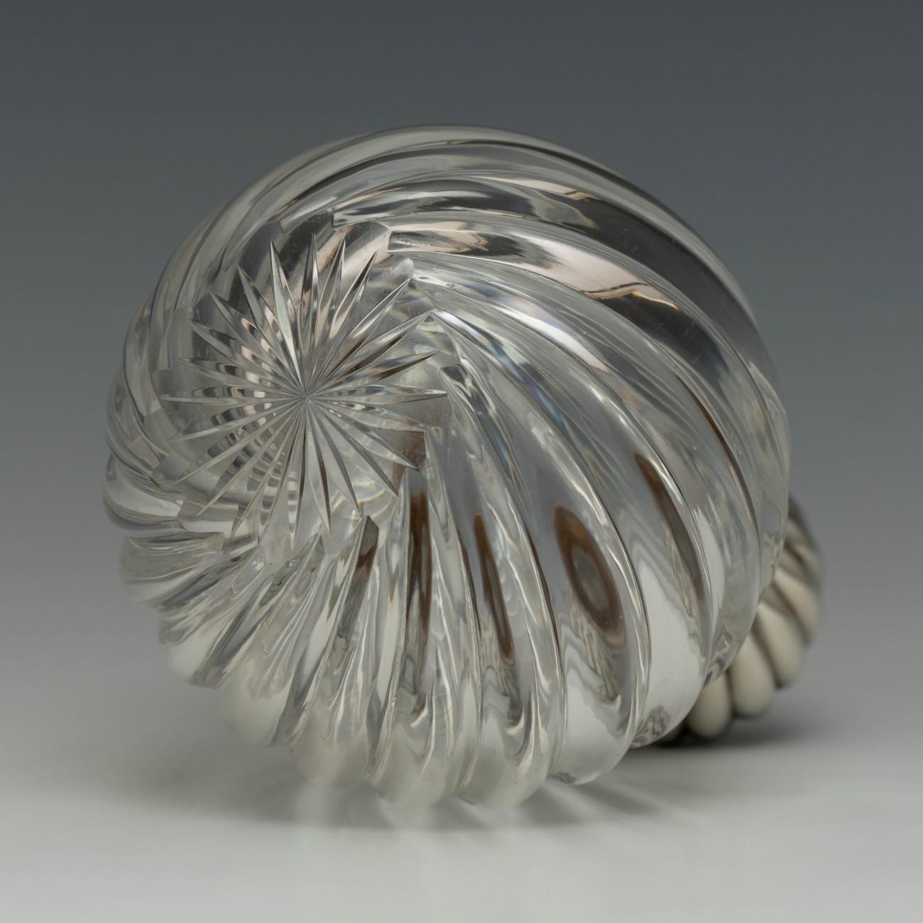 Late 19th Century Wrythen Glass and Sterling Silver Perfume Bottle, Hallmarked, 1886