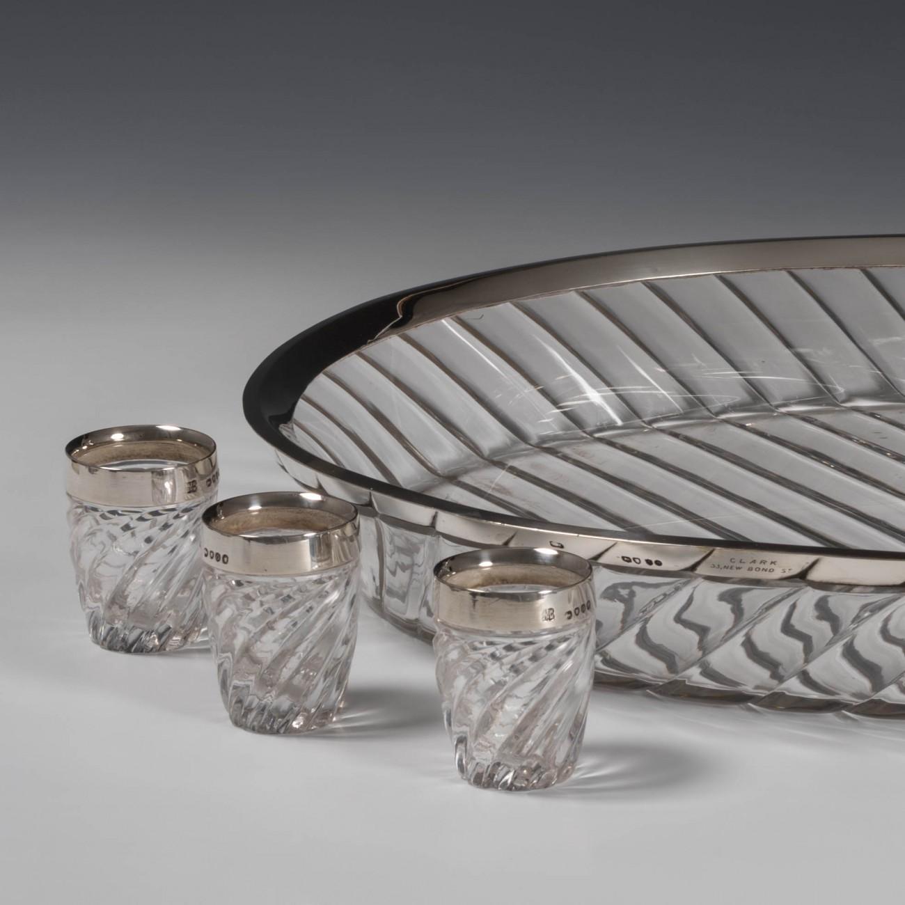 Wrythen Glass Drinks Set, Hallmarked 1888 3