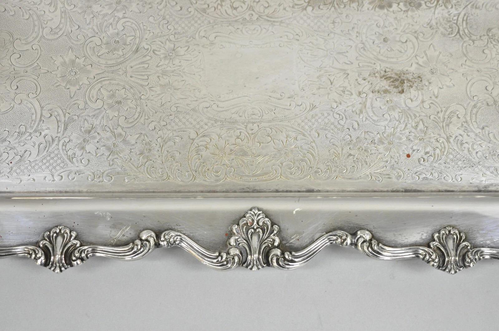 W&S Blackinton Victorian Silver Plated Narrow Serving Platter Dish Bar Tray In Good Condition For Sale In Philadelphia, PA