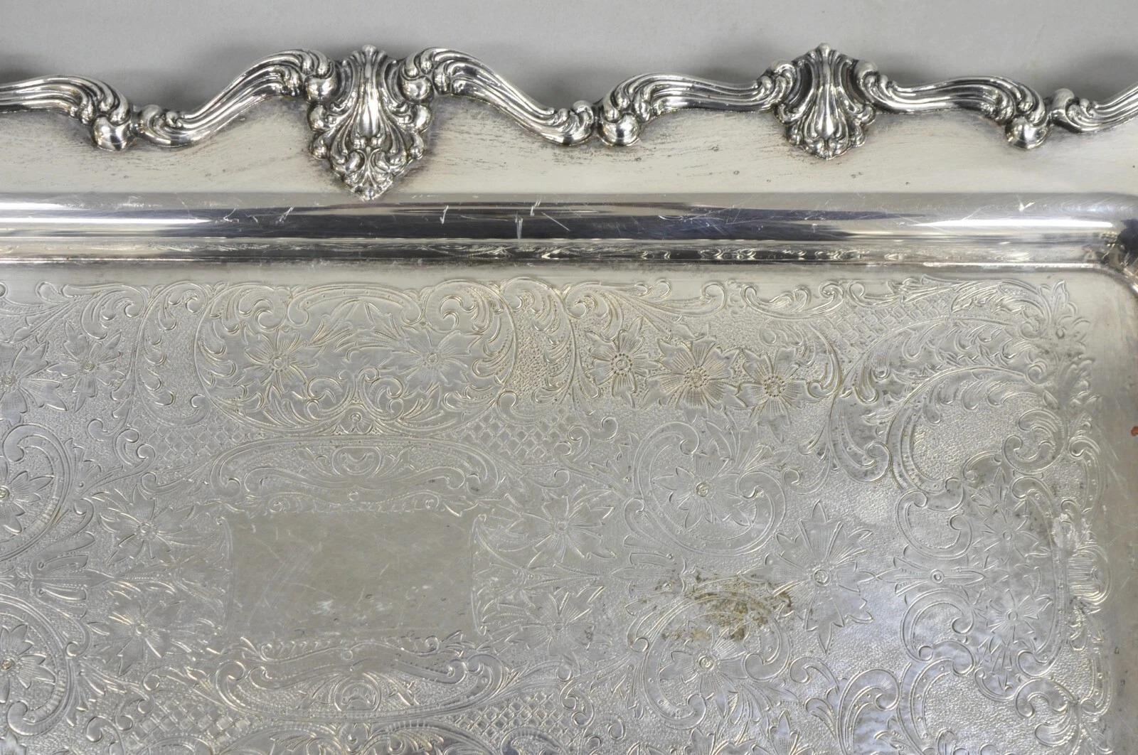 20th Century W&S Blackinton Victorian Silver Plated Narrow Serving Platter Dish Bar Tray For Sale