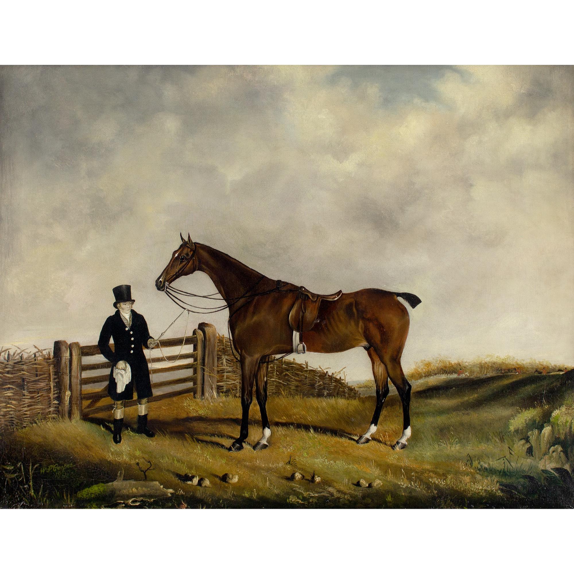 W.S. Böttcher, ein Jäger und Bräutigam in einer Landschaft – Painting von W.S. Cooper