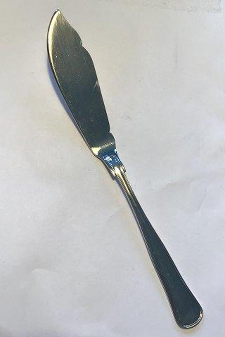 W&S Sørensen Silver Dobbeltriflet Old Danish fish knife.

Measures 22.6 cm(8 57/64 in).
 