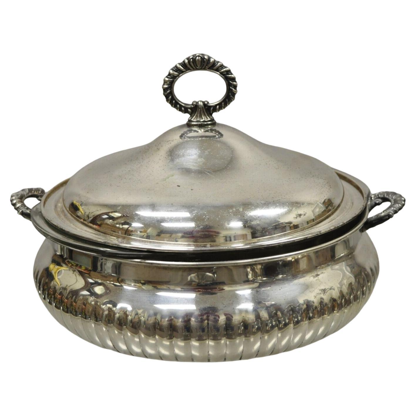 W&SB 195 Silver Plate Covered Platter Serving Tray Dish Bowl For Sale