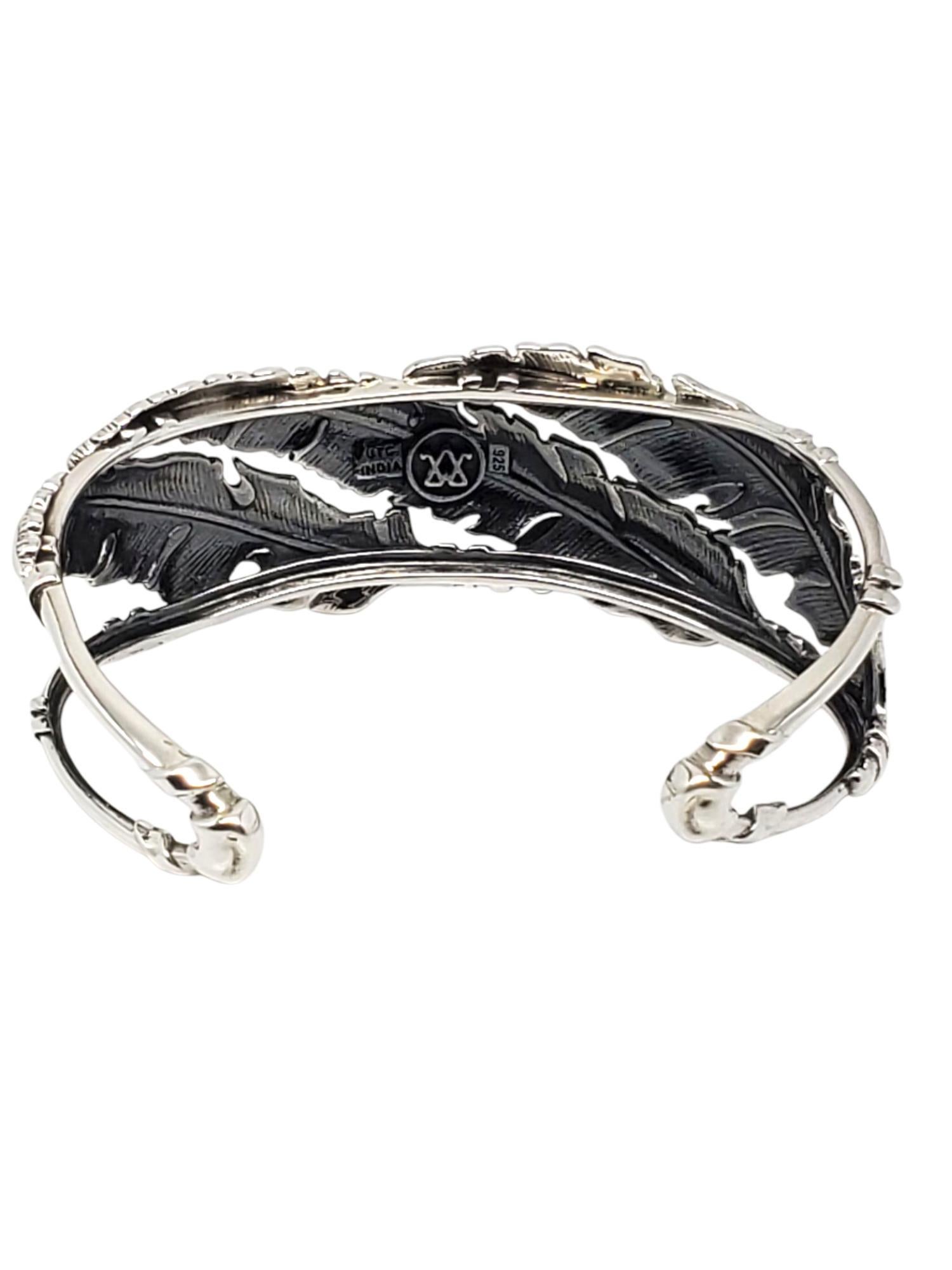 Bracelet manchette en plumes WTC en argent sterling #21540 Bon état - En vente à Washington Depot, CT