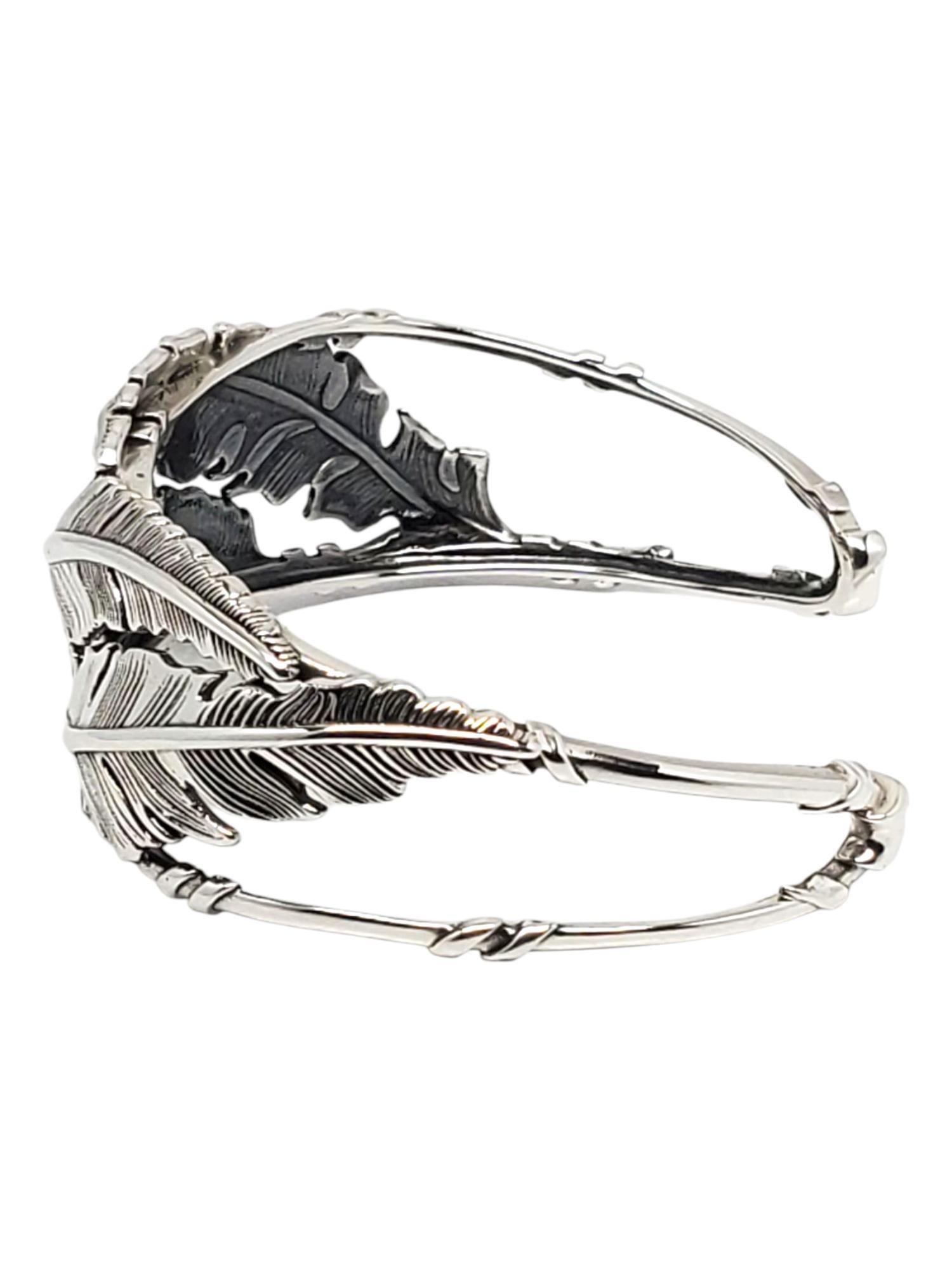 Bracelet manchette en plumes WTC en argent sterling #21540 Pour femmes en vente