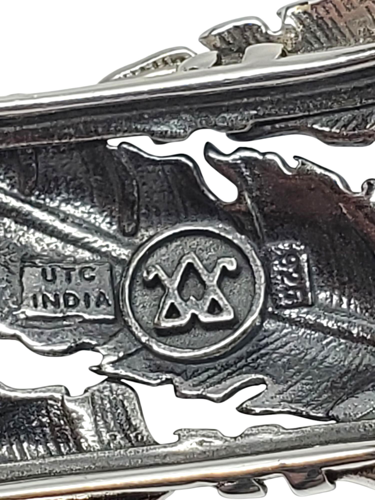 Bracelet manchette en plumes WTC en argent sterling #21540 en vente 2