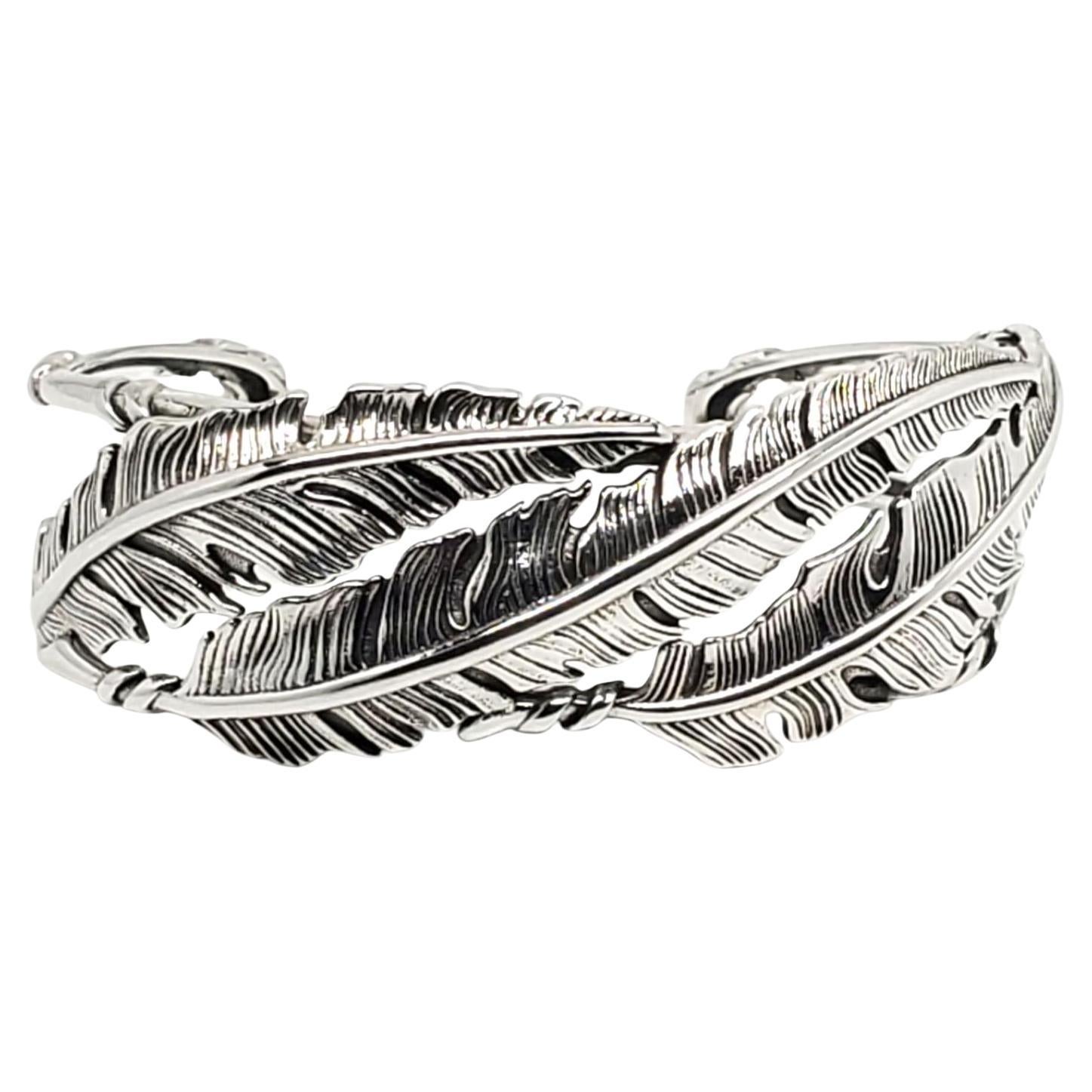 Bracelet manchette en plumes WTC en argent sterling #21540 en vente
