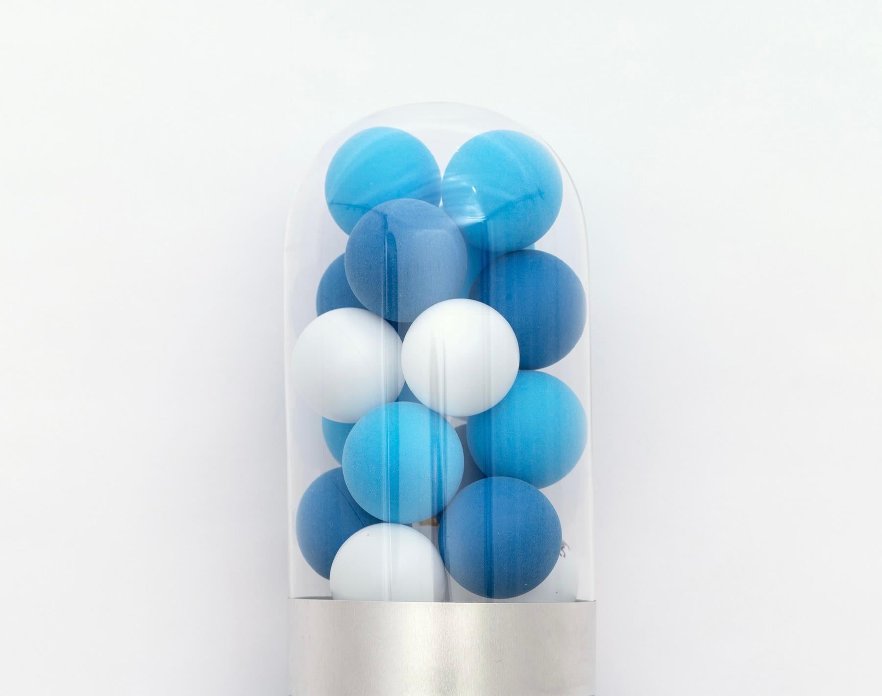 Modern WTF (What the Fuck) blue glass pill sculpture For Sale
