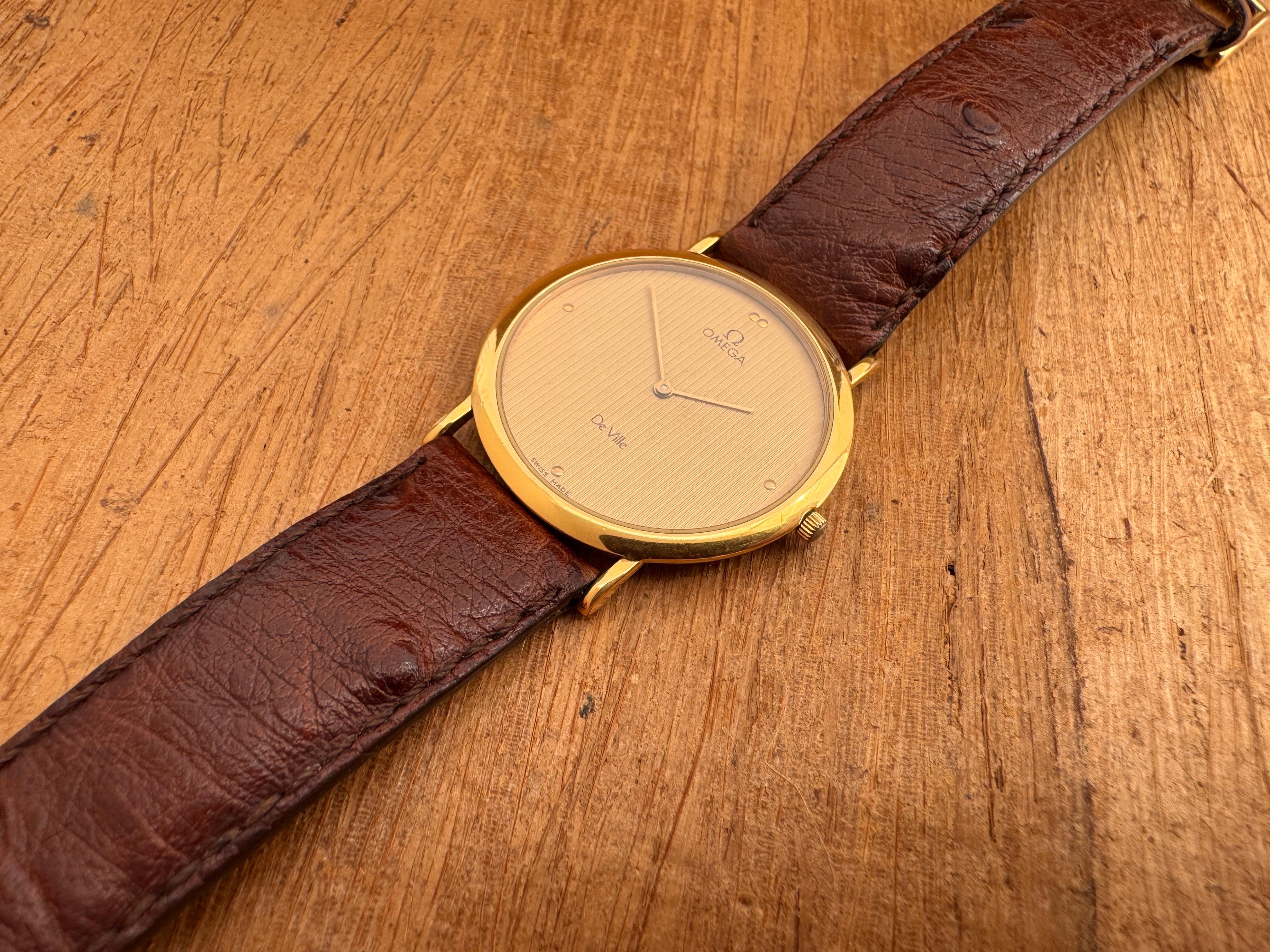 Men's [WTS] Omega De Ville Ref 1950055 Striped Dial cal 1378 Thin Gold Plated For Sale
