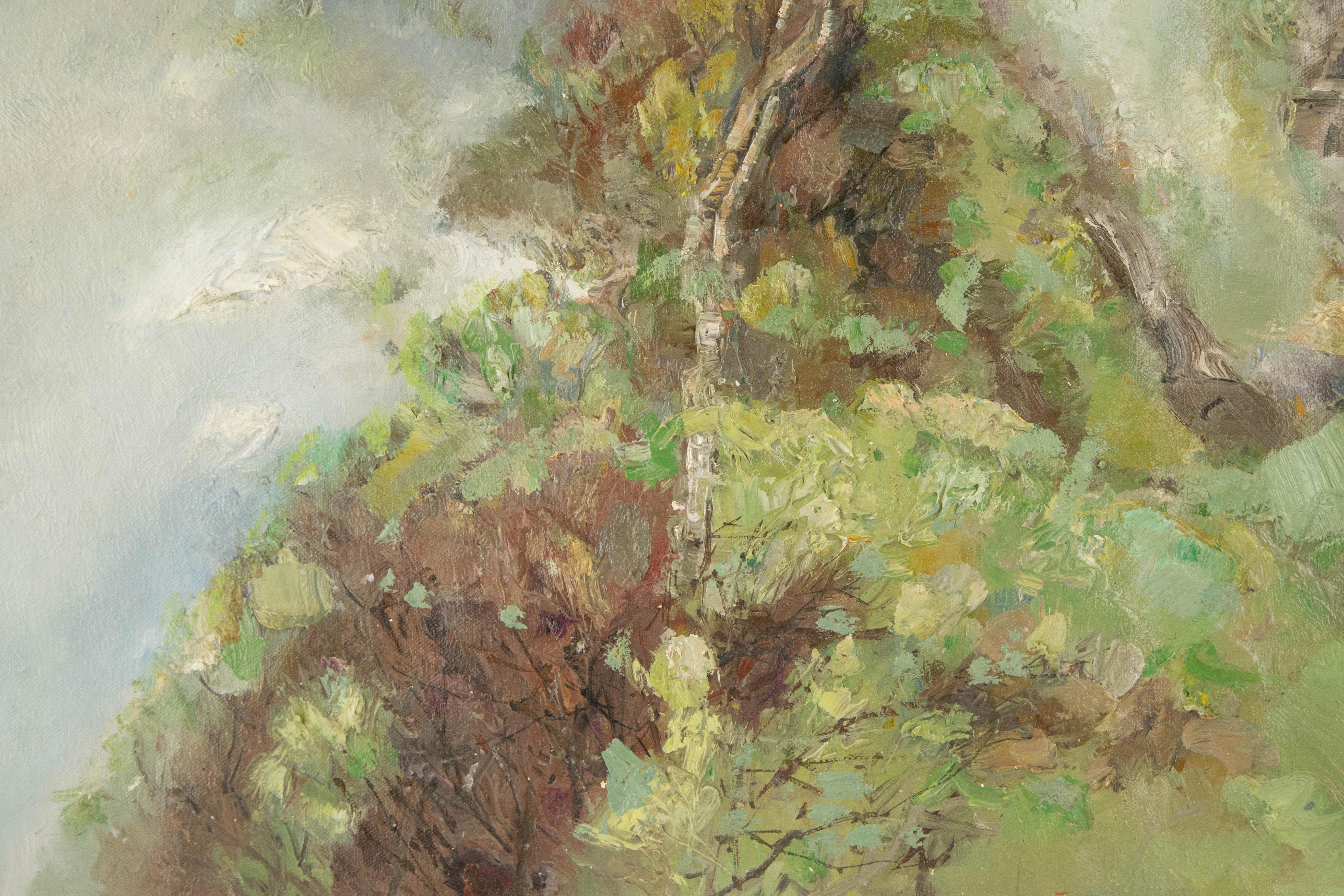 Wuang Cheng Landschaft, Original, Öl auf Leinwand, „Große Wand“, Wuang Cheng im Angebot 2