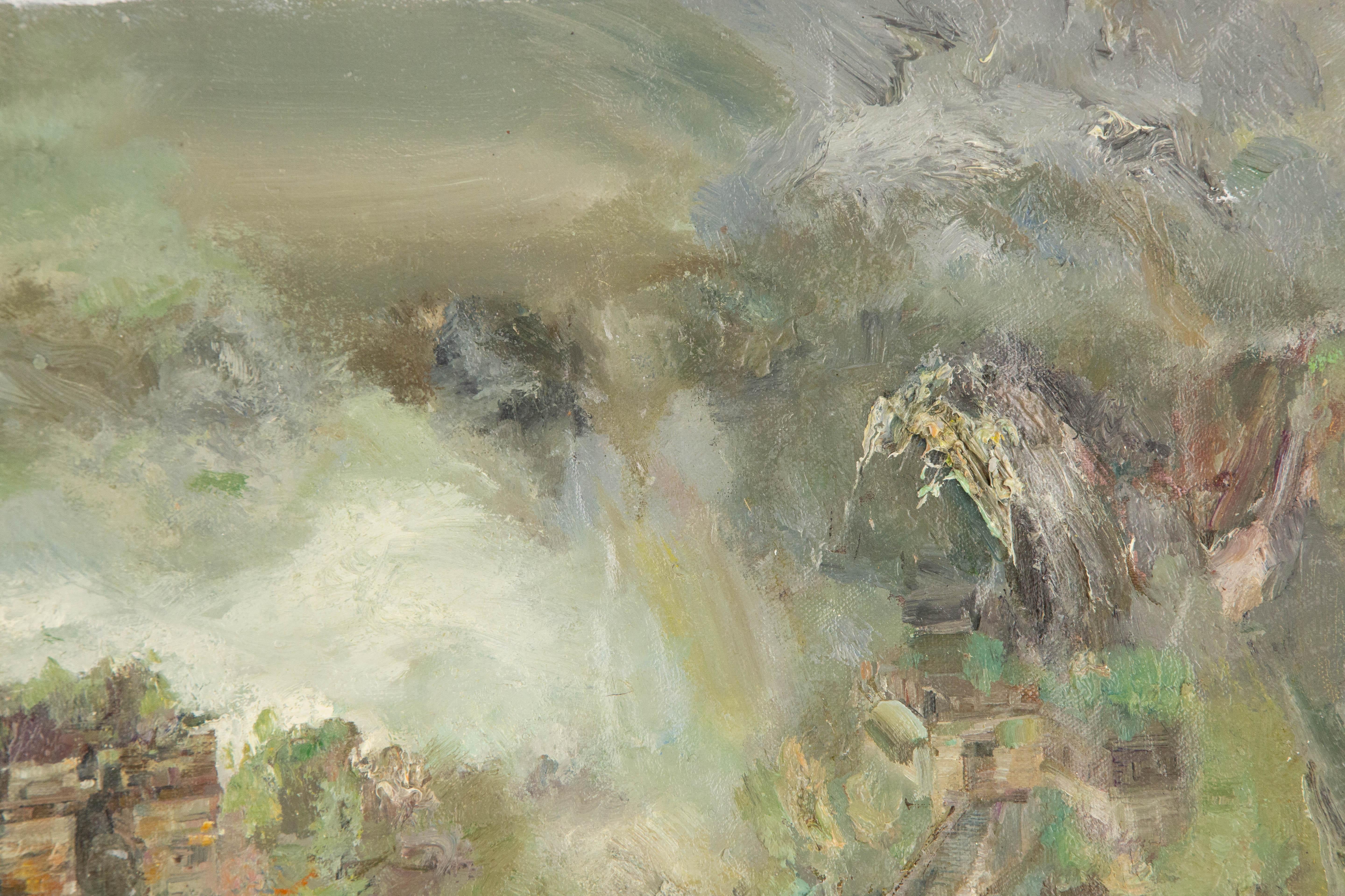 Wuang Cheng Landschaft, Original, Öl auf Leinwand, „Große Wand“, Wuang Cheng im Angebot 3