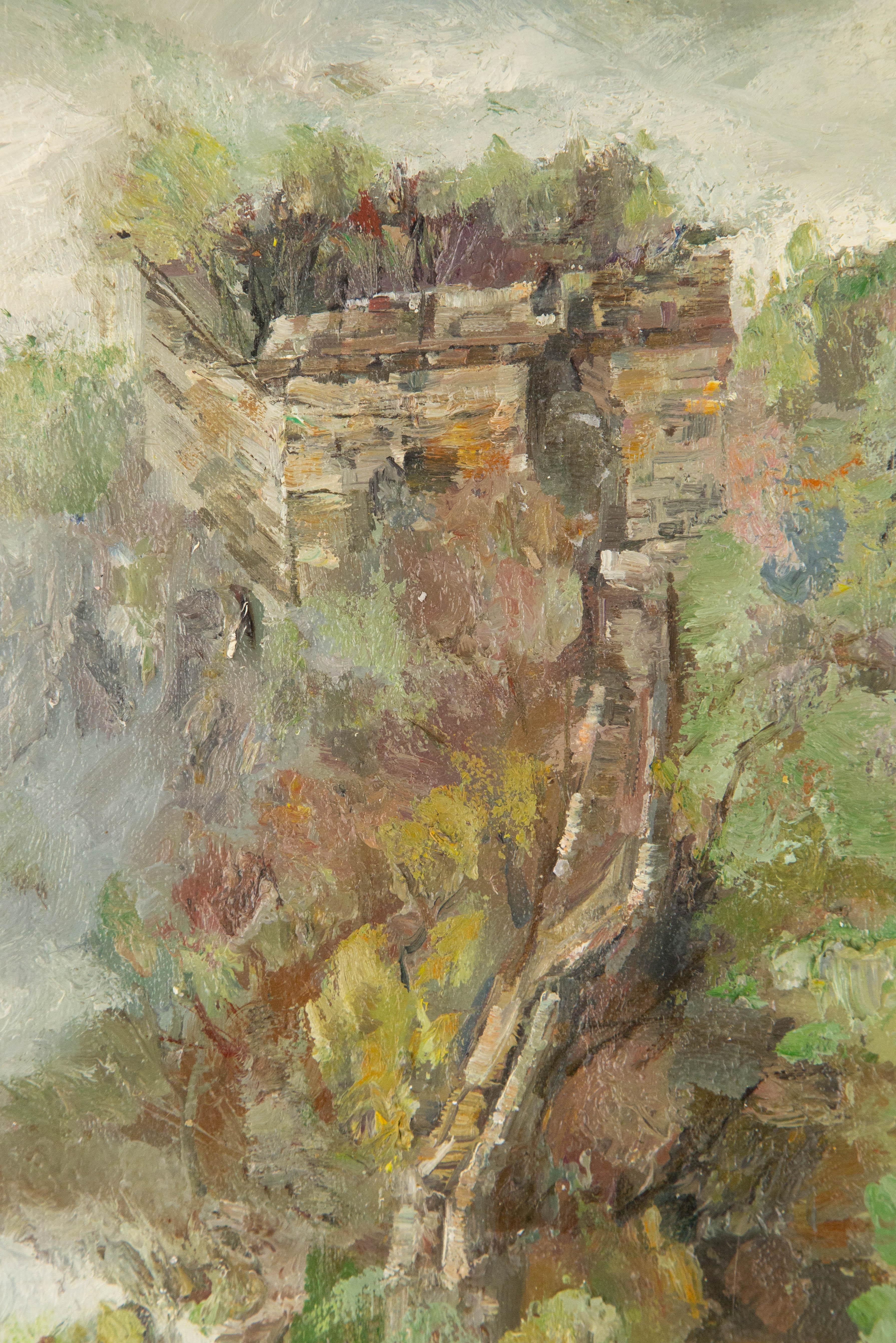 Wuang Cheng Landschaft, Original, Öl auf Leinwand, „Große Wand“, Wuang Cheng im Angebot 5