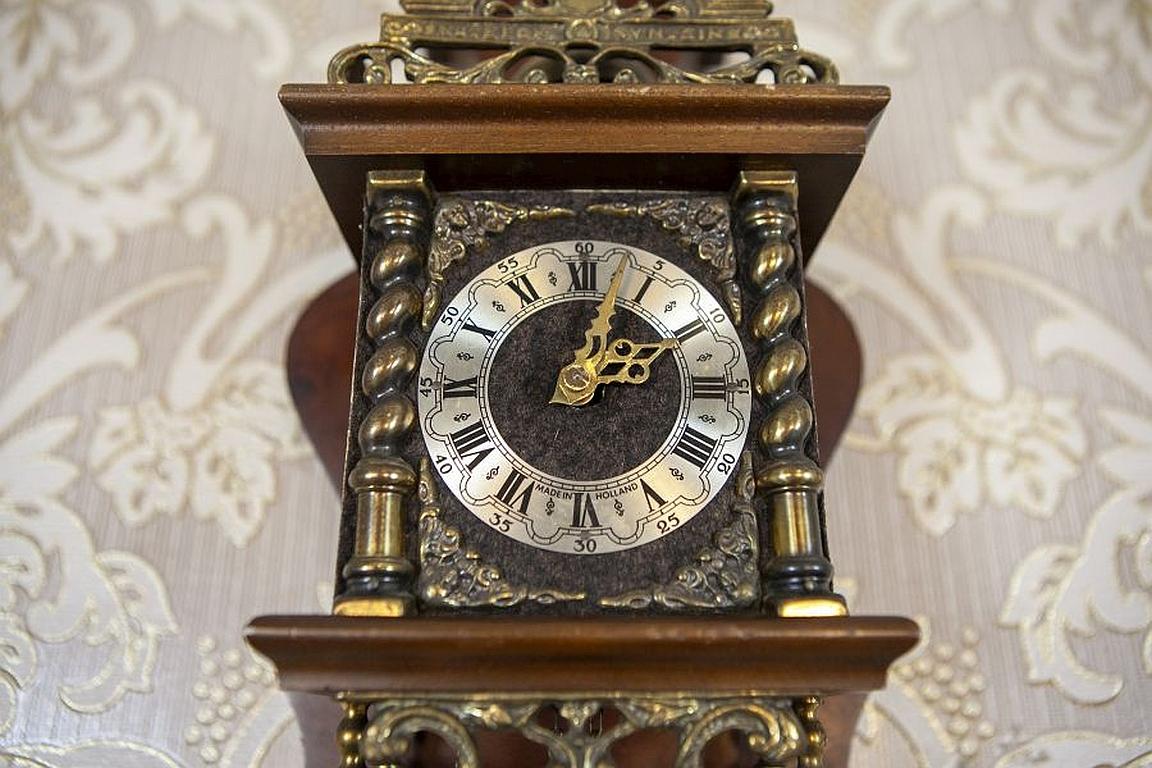 Brass Wuba Wall Clock from the Mid. 20th Century in Oak Case