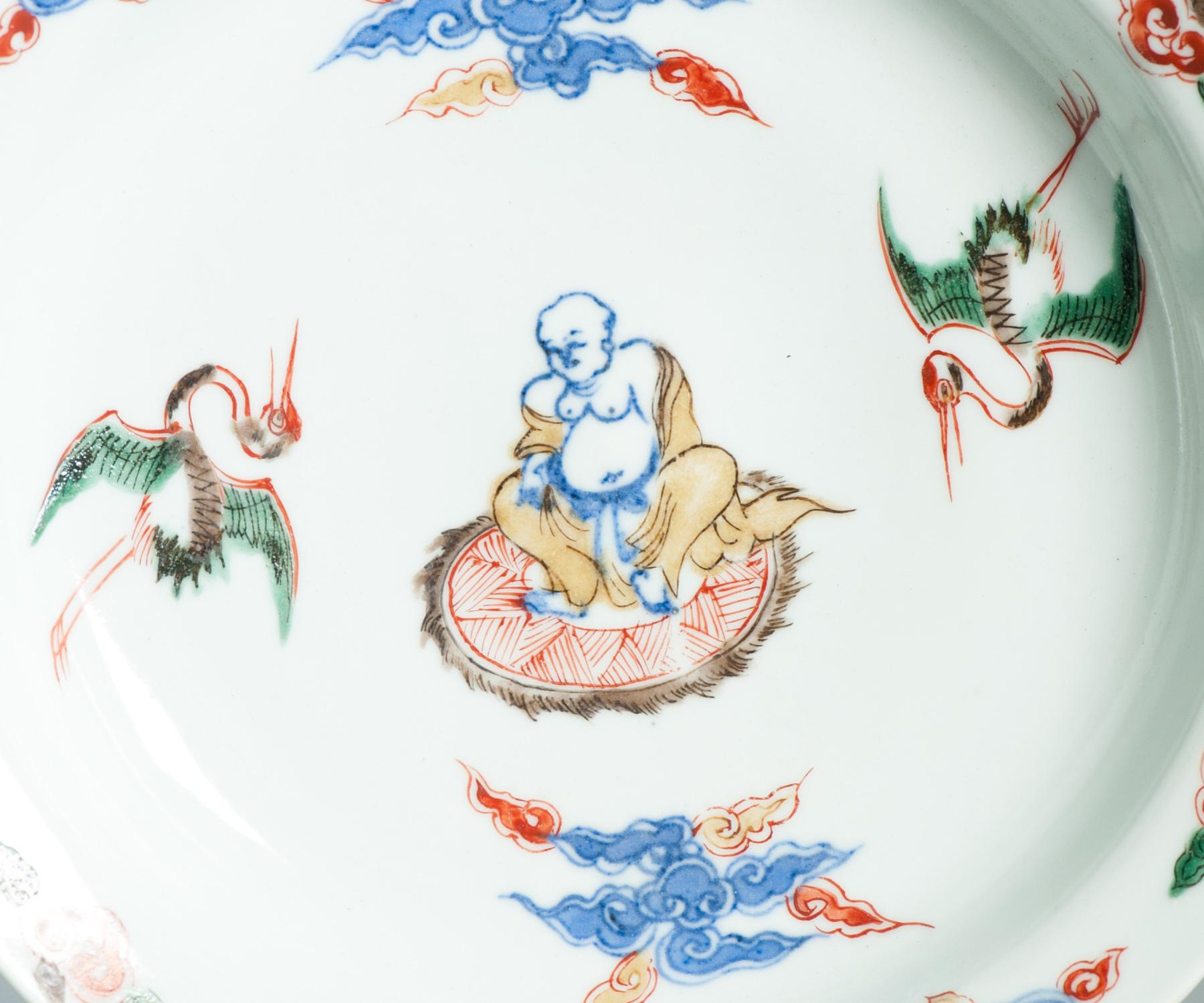 Wucai 17C Antike chinesische Porzellan Ko Akae Tiefe Platte Tianqi Chongzhen Zeitraum im Angebot 14