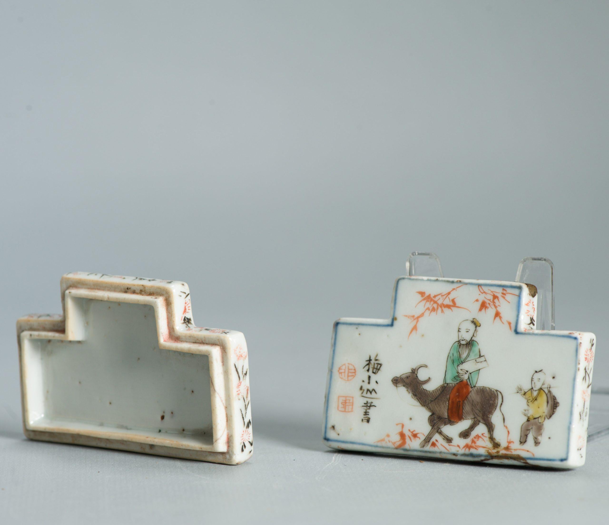 Wucai 17C Antigua Porcelana China Ko Akae Caja de Incienso Periodo Tianqi Chongzhen en venta 5