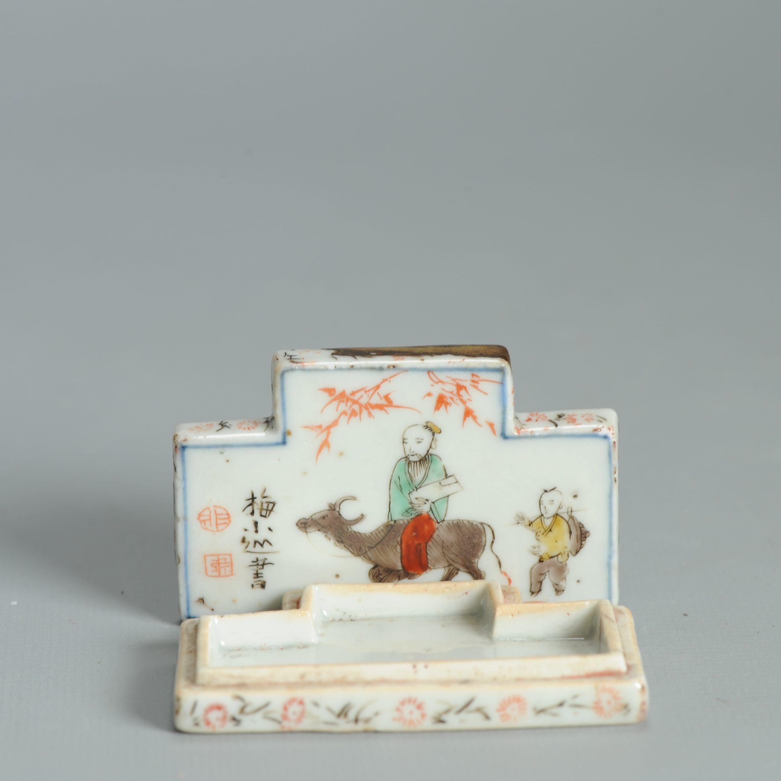 Wucai 17C Antigua Porcelana China Ko Akae Caja de Incienso Periodo Tianqi Chongzhen en venta 6