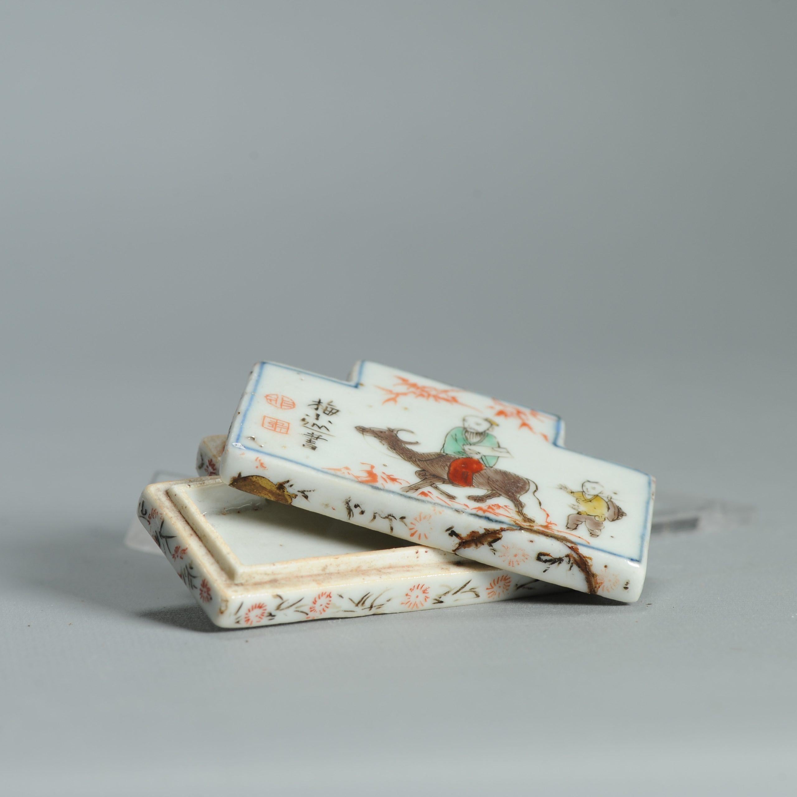 Wucai 17C Antigua Porcelana China Ko Akae Caja de Incienso Periodo Tianqi Chongzhen en venta 12