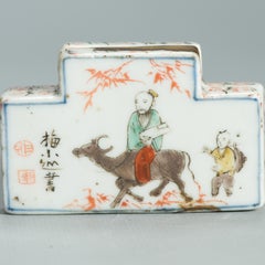 Wucai 17C Antique Chinese Porcelain Ko Akae Incense Box Tianqi Chongzhen Period