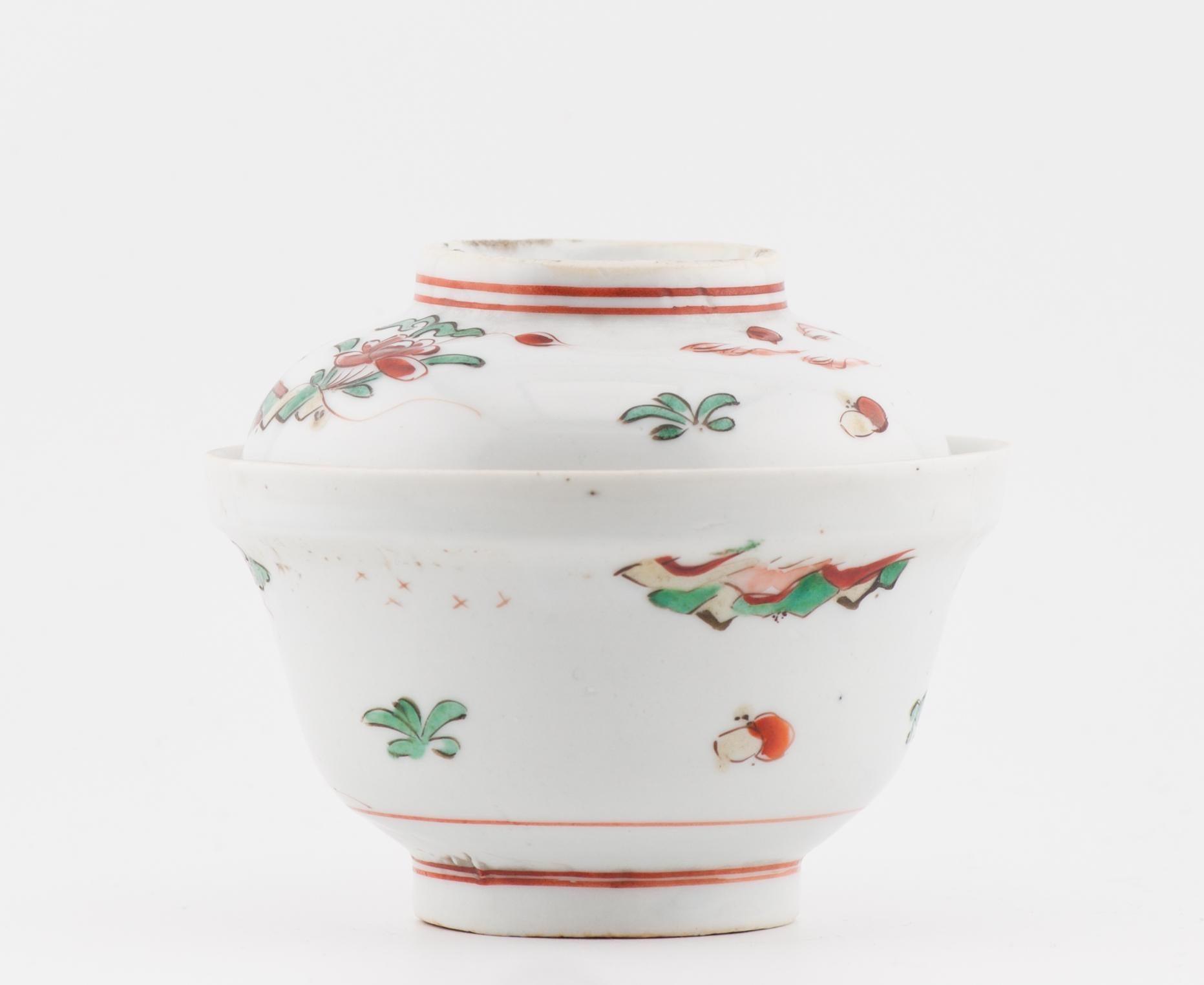 Wucai 17C Antique Chinese Porcelain Ko Akae Lidded Tea Bowl Chongzhen Period 5