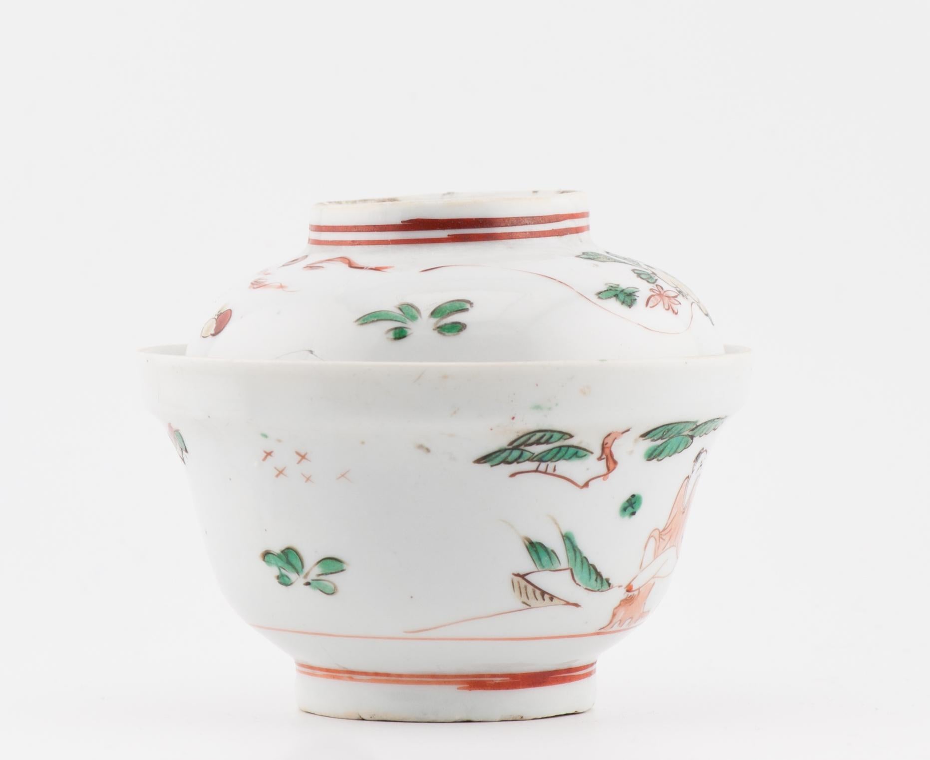 Wucai 17C Antique Chinese Porcelain Ko Akae Lidded Tea Bowl Chongzhen Period 9