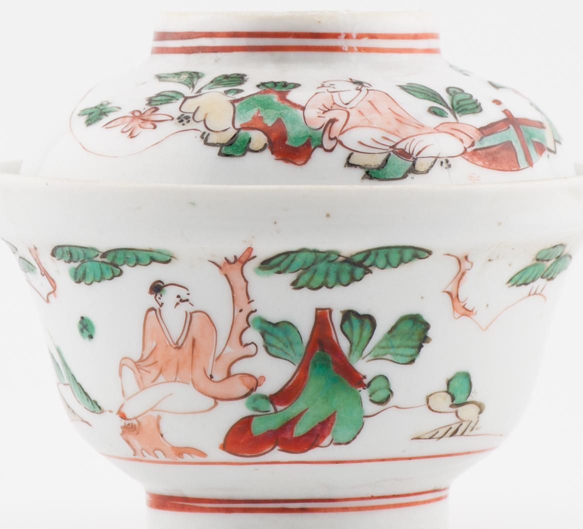 Wucai 17C Antique Chinese Porcelain Ko Akae Lidded Tea Bowl Chongzhen Period 12