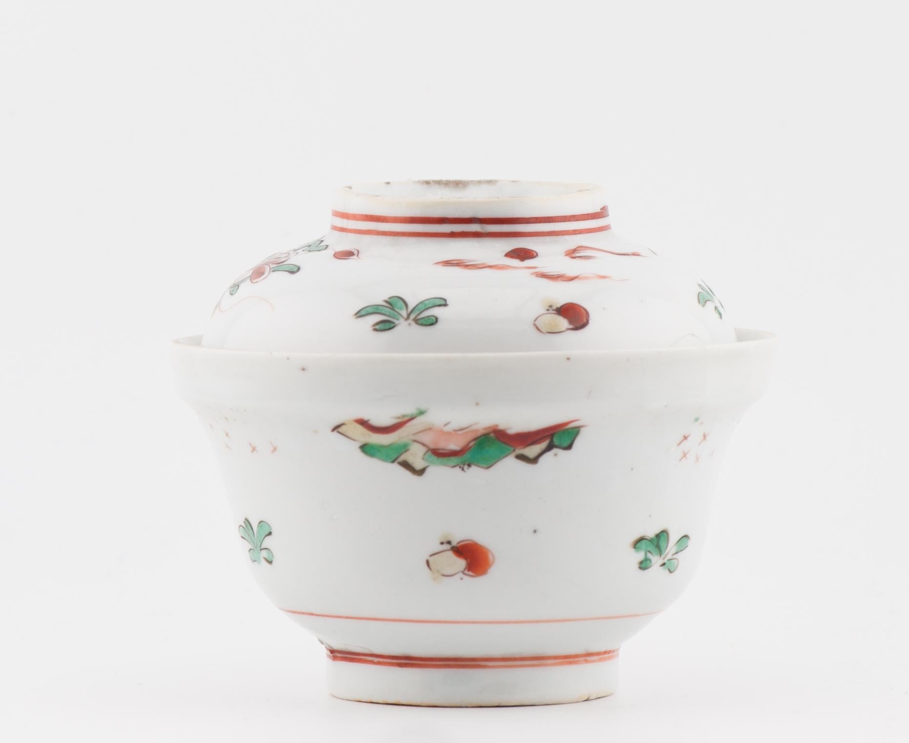 Wucai 17C Antique Chinese Porcelain Ko Akae Lidded Tea Bowl Chongzhen Period 3