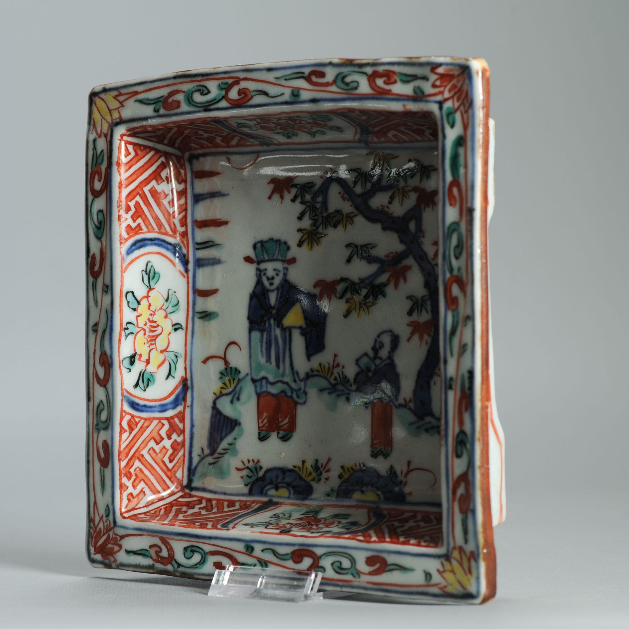 Wucai 17C Antiguo Plato de Porcelana China Ko Akae Literati Periodo Chongzhen en venta 10