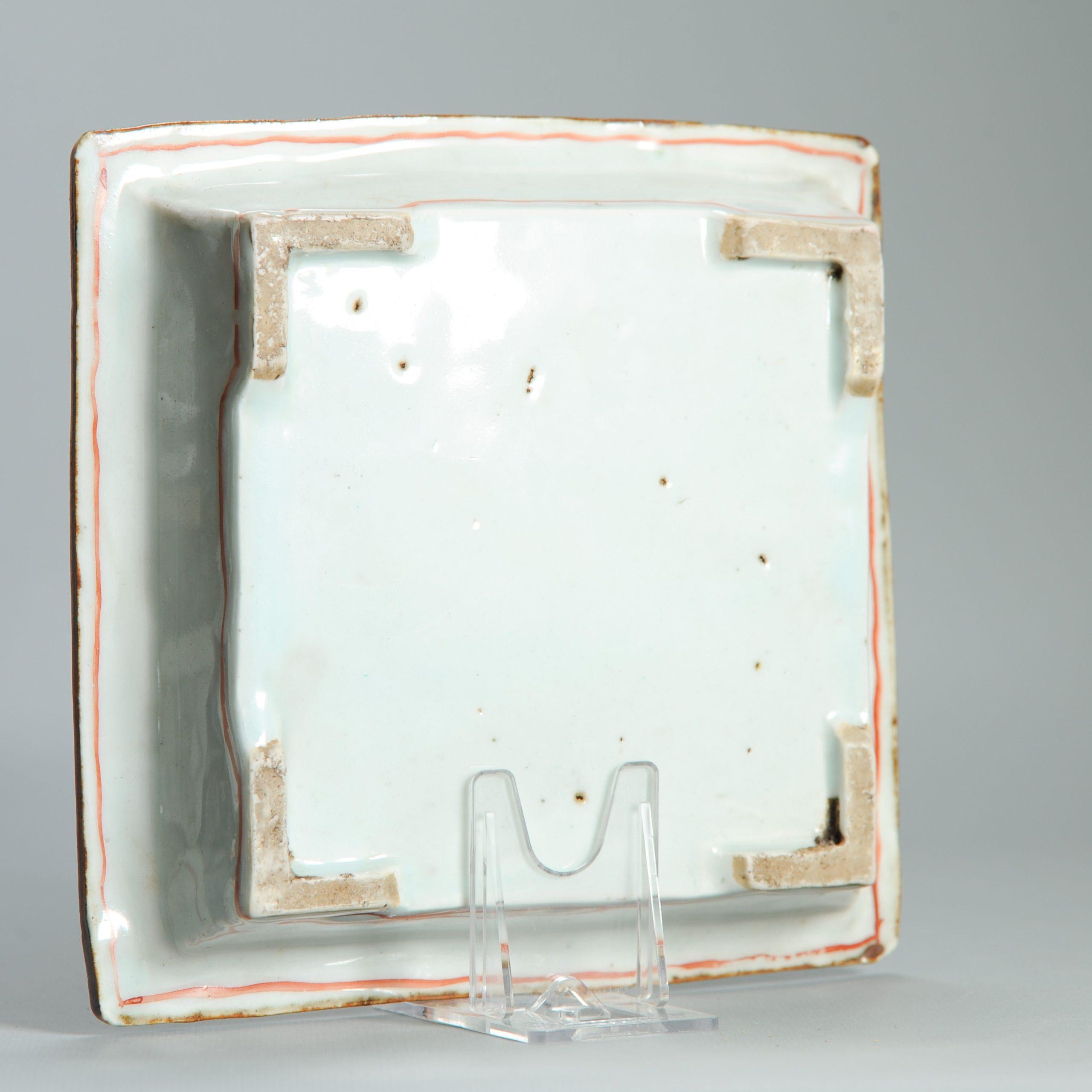 Wucai 17C Antiguo Plato de Porcelana China Ko Akae Literati Periodo Chongzhen Ming en venta