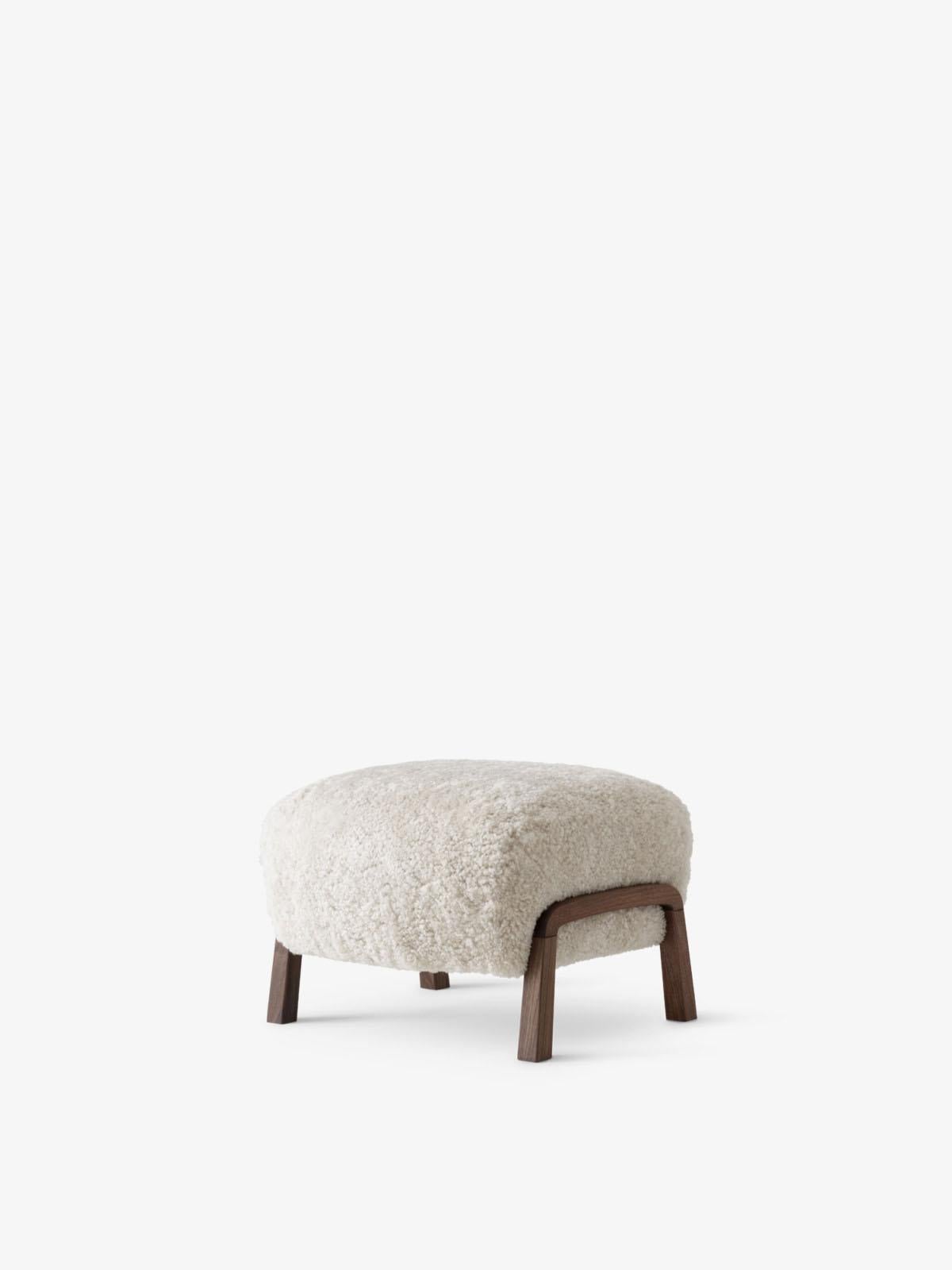 Contemporary Wulff ATD2 & Pouf ATD3 in Sheepskin Moonlight & Walnut for & Tradition For Sale