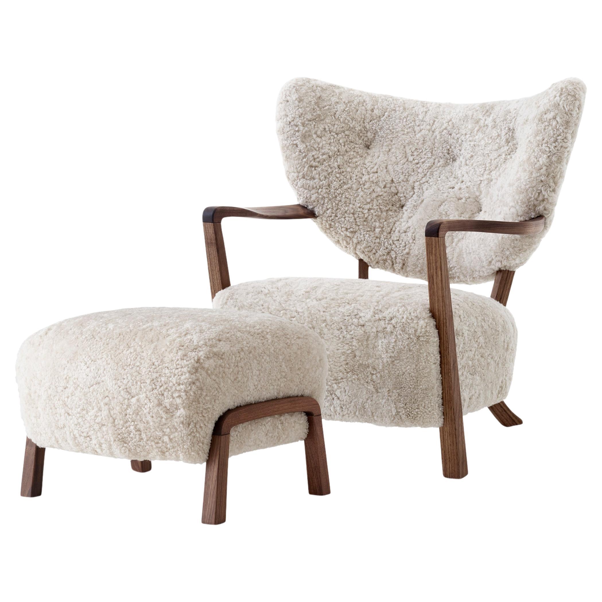 Wulff ATD2 & Pouf ATD3 in pelle di pecora Moonlight & Noce per & Tradition