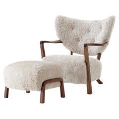 Wulff ATD2 & Pouf ATD3 in pelle di pecora Moonlight & Noce per & Tradition