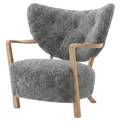 Wulff Lounge Chair in Sheepskin Scandinavian Grey 22 & Oak for &Tradition