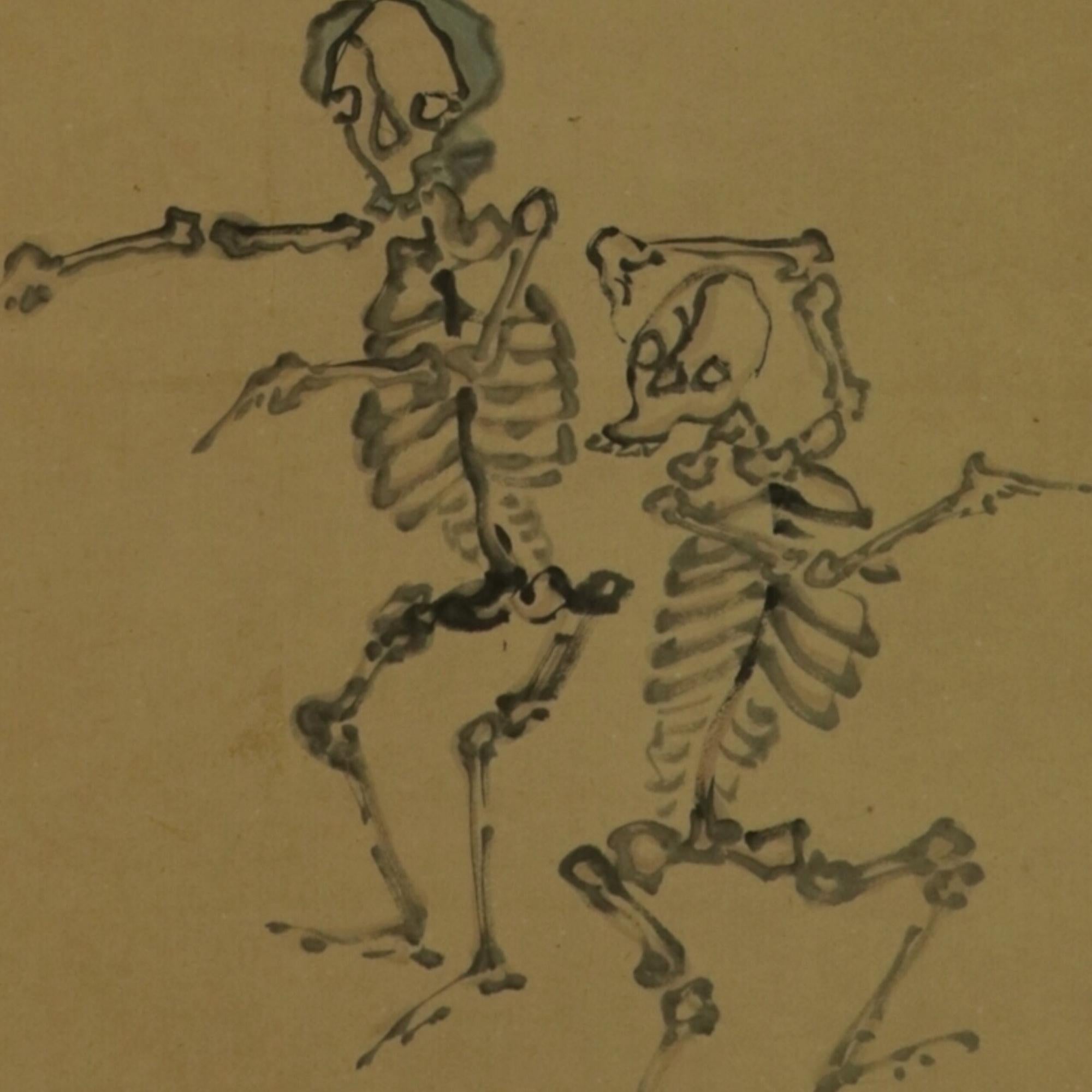 Art Nouveau Wunderkammer,  La danza degli scheletri, di Tanomura Chokunyu (1814-1909) in vendita