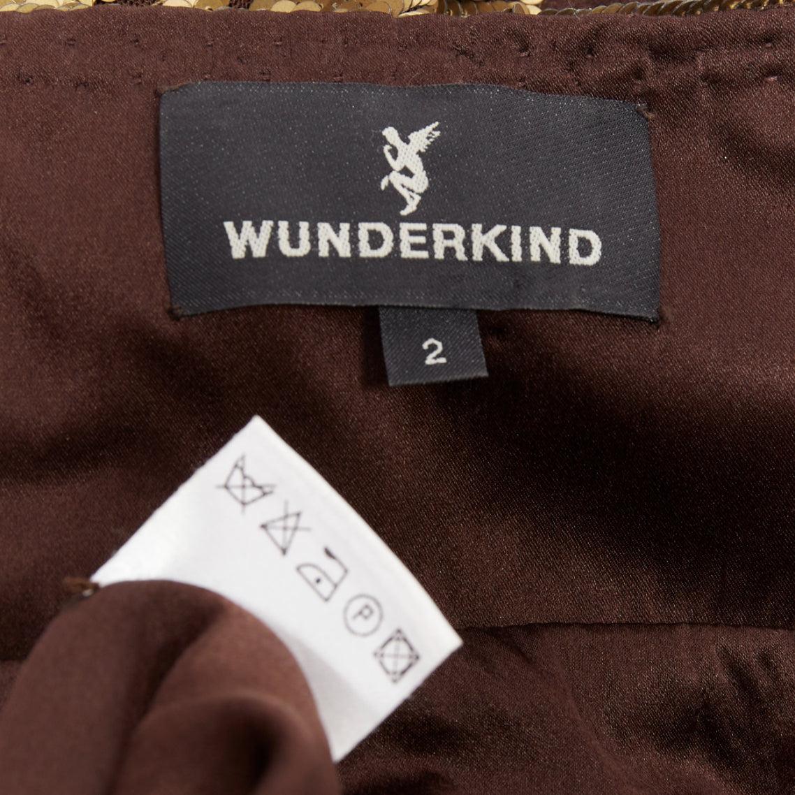 WUNDERKIND bronze gold brown 100% silk floral sequin handkerchief dress US2 S For Sale 3