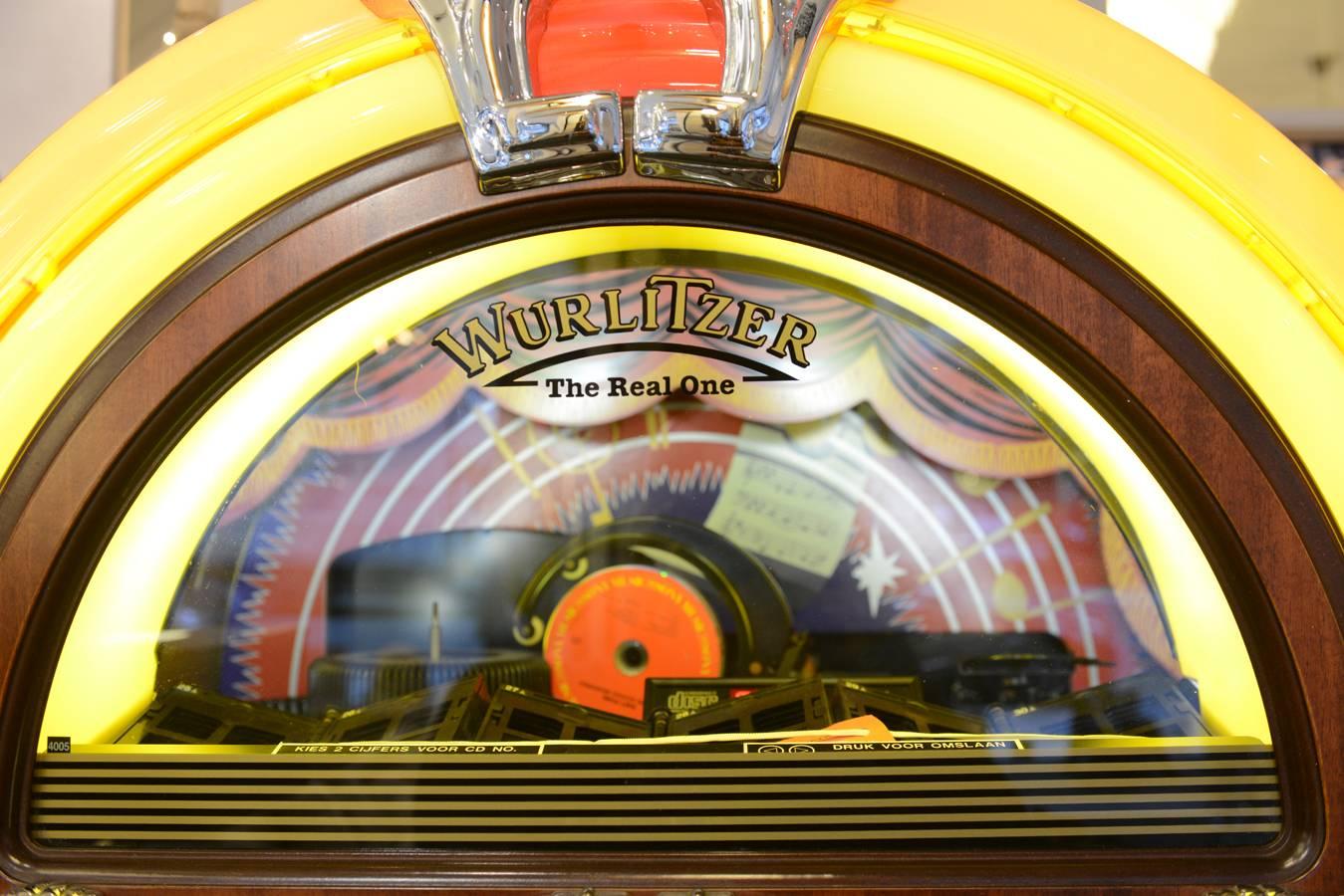 Hand-Crafted Wurlitzer Juke Box, Original Model Re-Edited in 2021 with Compact Disc Player For Sale