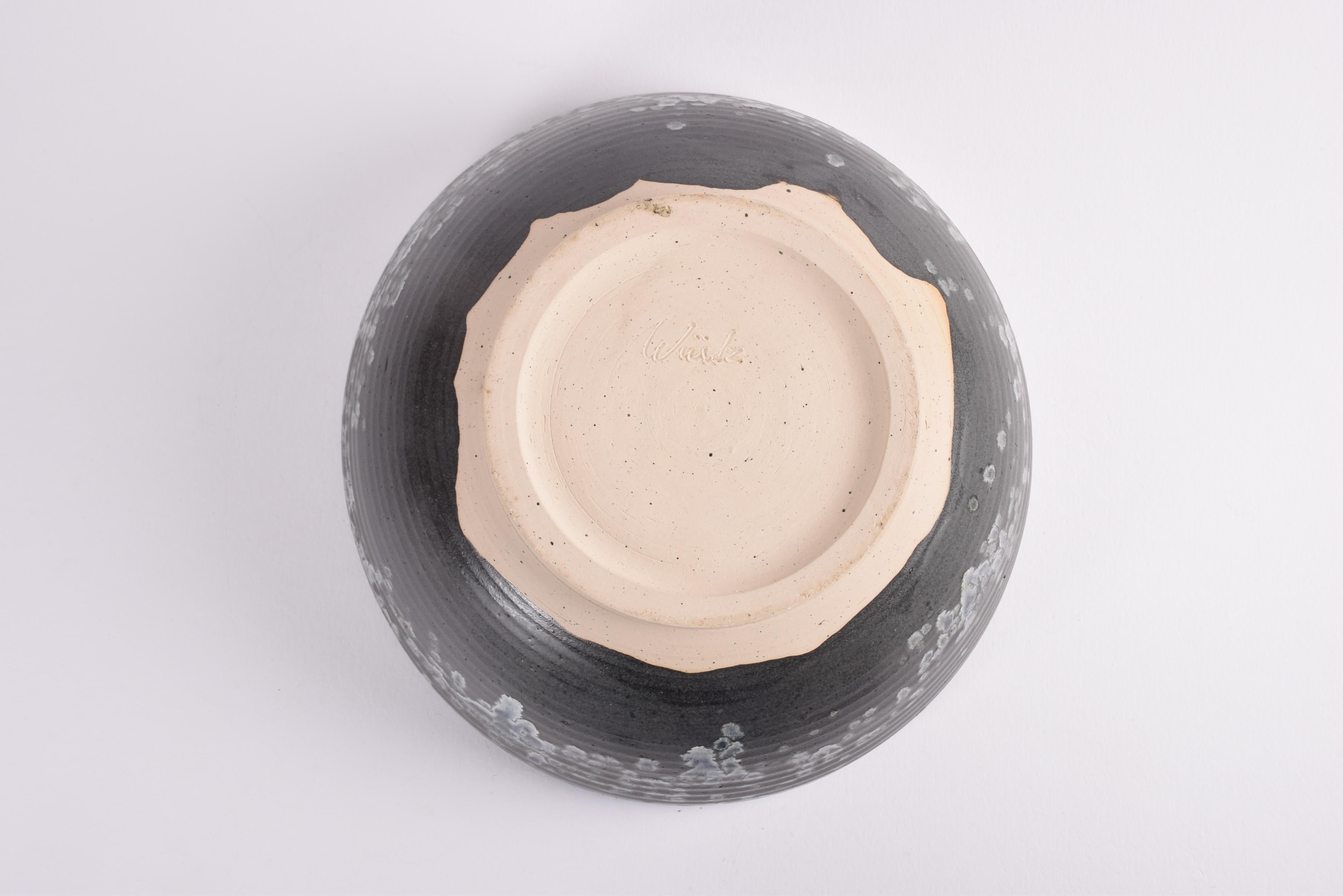 Würtz Denmark Huge Unique Ceramic Bowl Anthracite, Gray, Dark Blue Glaze ca 2010 For Sale 6