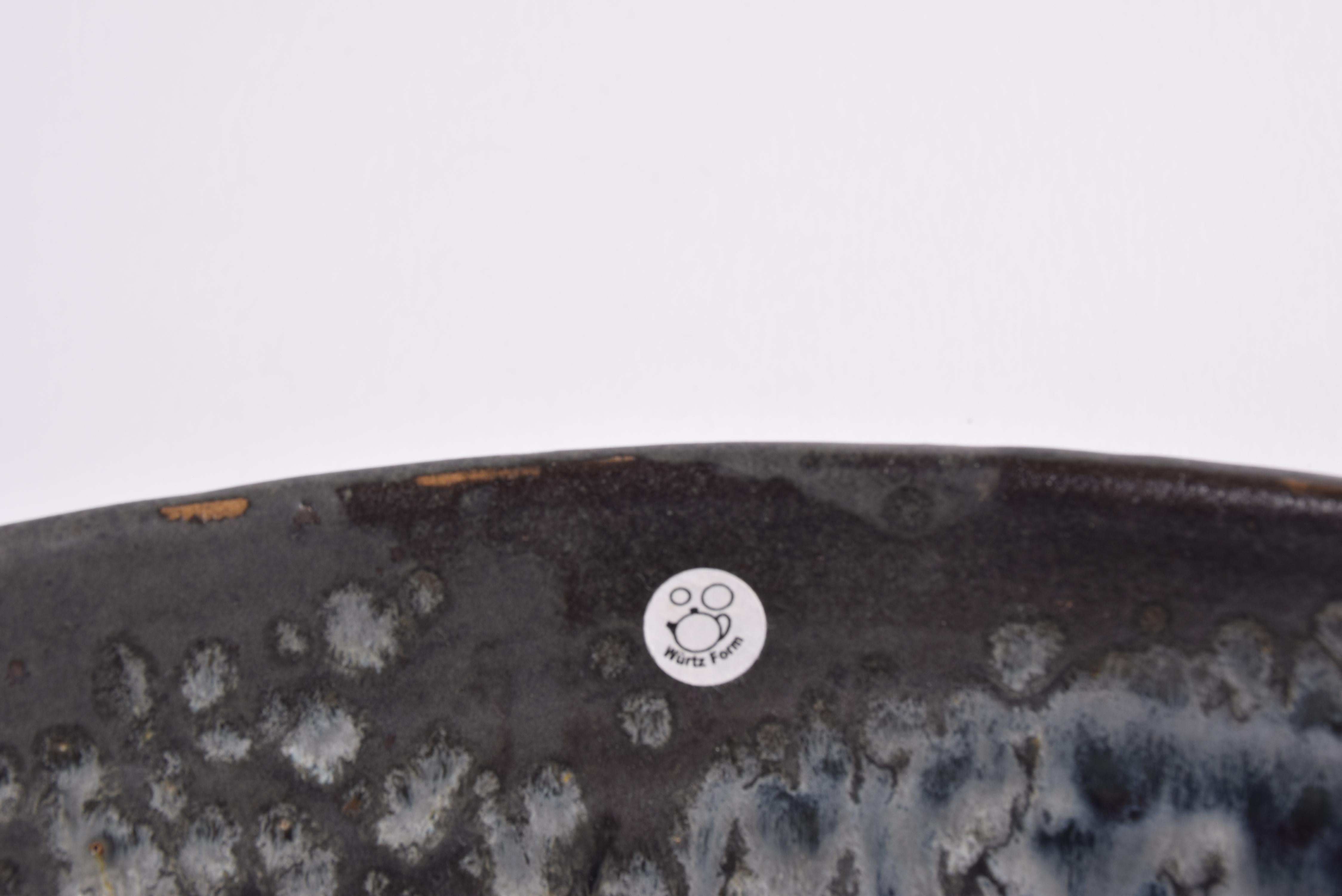 Unique Würtz Denmark Huge Ceramic Bowl Anthracite, Gray, Dark Blue Glaze ca 2010 For Sale 7