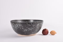 Unique Würtz Denmark Huge Ceramic Bowl Anthracite, Gray, Dark Blue Glaze ca 2010
