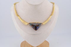 Collier Wurzbacher en or jaune 18 carats avec opale de Boulder