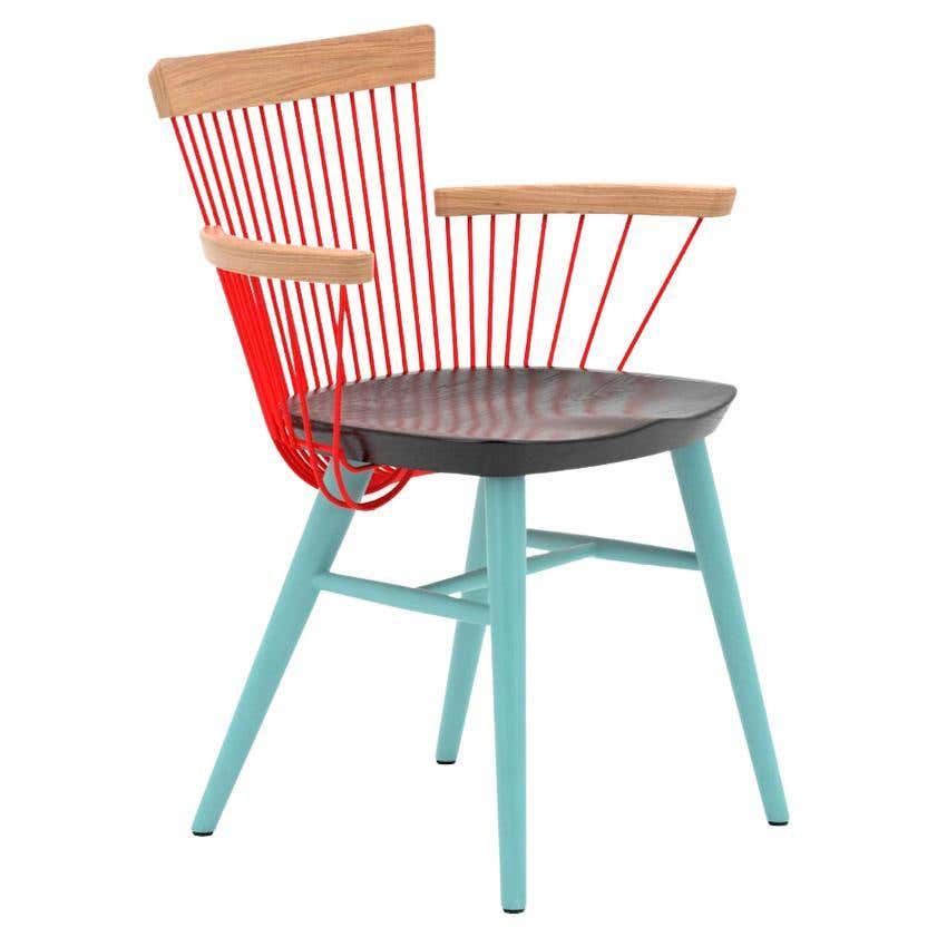 Rod and Weave Chair by Eric Trine, Black Leather and Steel Armchair at ...