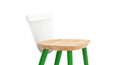 Ww Bar Stool Cs5, Stained Oak & Powder Coated Metal Rods