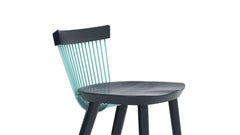 Ww Bar Stool CS6, Stained Oak & Powder Coated Metal Rods