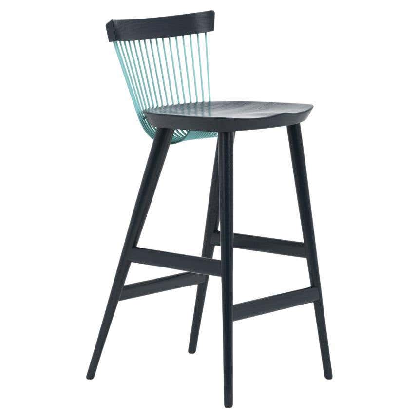 Ww Bar Stool CS6, Stained Oak and Powder Coated Metal Rods For Sale at ...